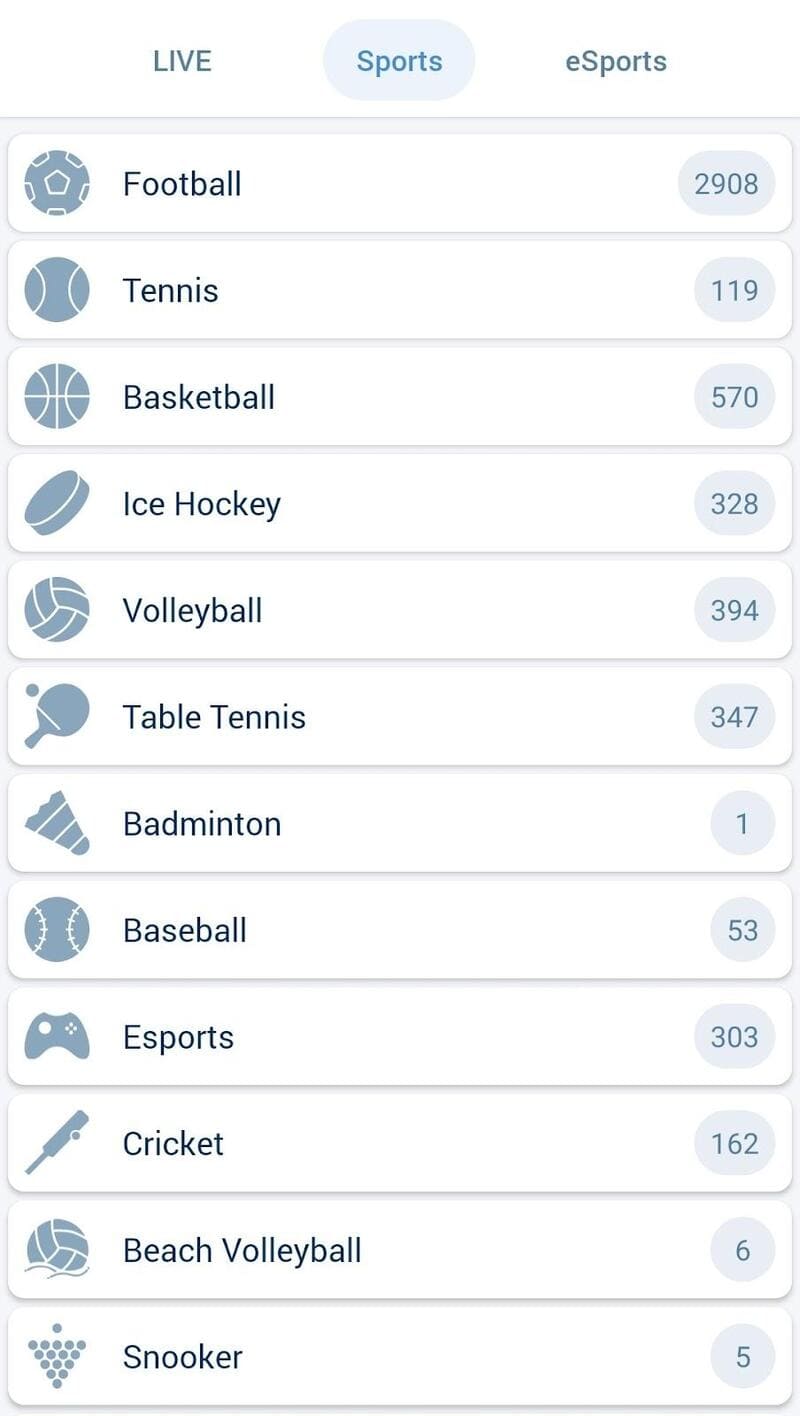 Diverse sports events